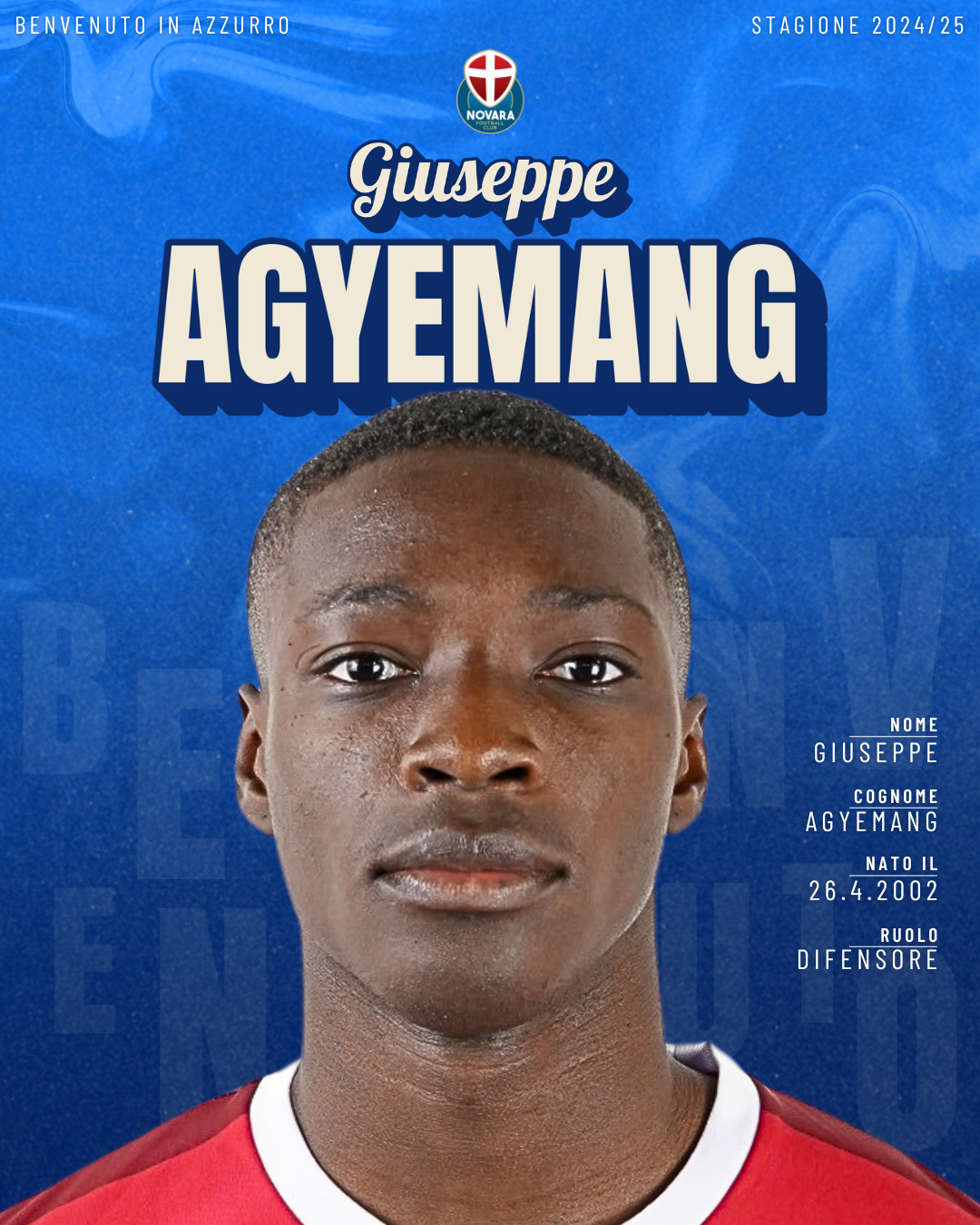 Read more about the article Giuseppe Agyemang è un nuovo calciatore del Novara FC